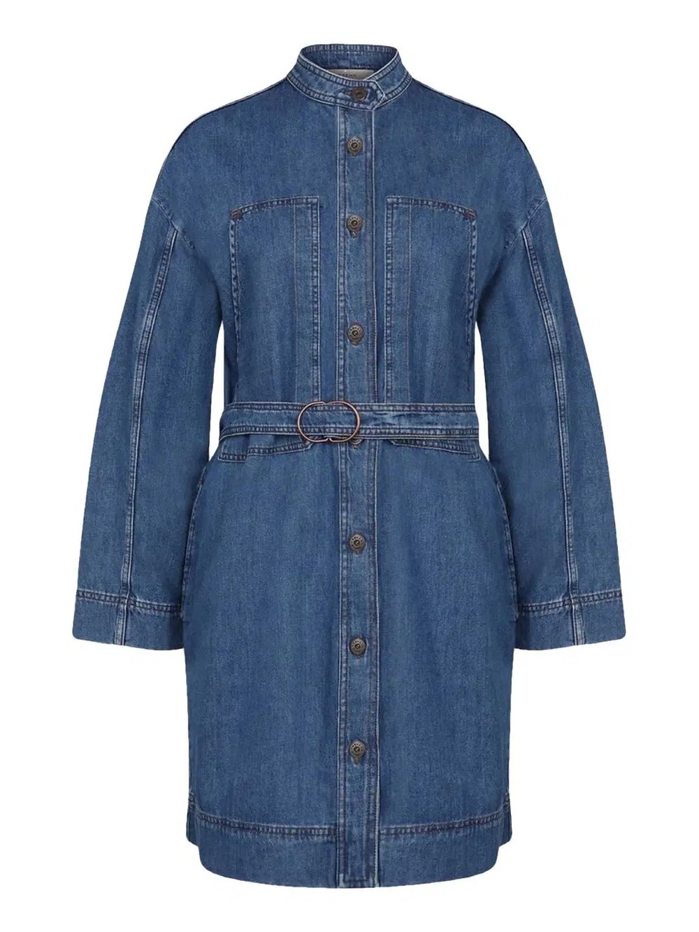 MaxMara Blue Denim Belted Shirt Jacket